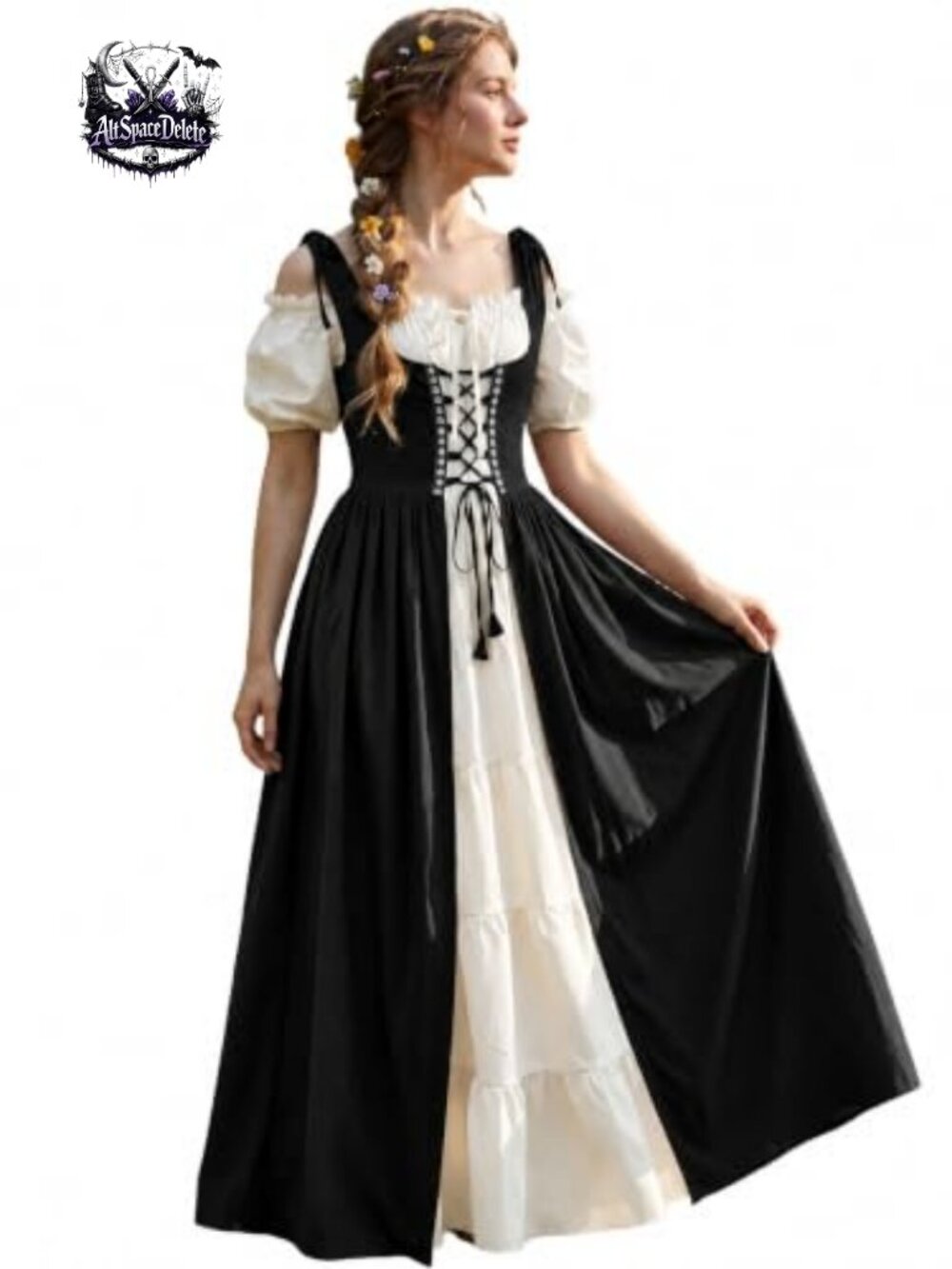 Renaissance Costume Renaissance Medieval Dress Front Lace-Up Cosplay Ren Faire